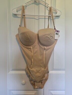 NWT Maidenform 38D Nude Strapless Shapewear Bodysuit
